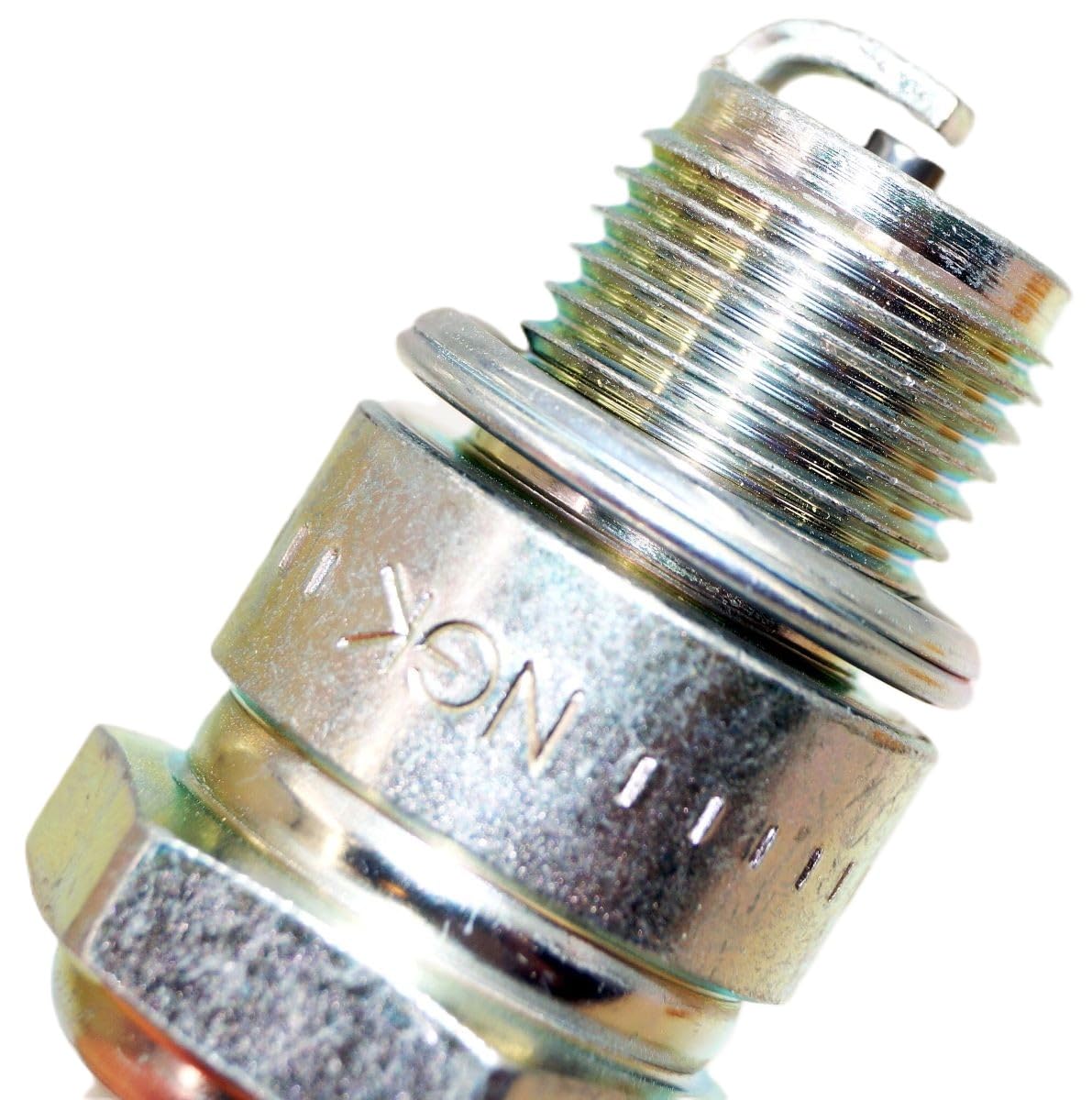 NGK insulator long-nose detail demonstrating reduced fouling benefit