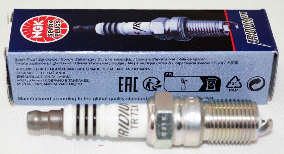 NGK single Iridium IX TR7IX plug close-up highlighting durable tip