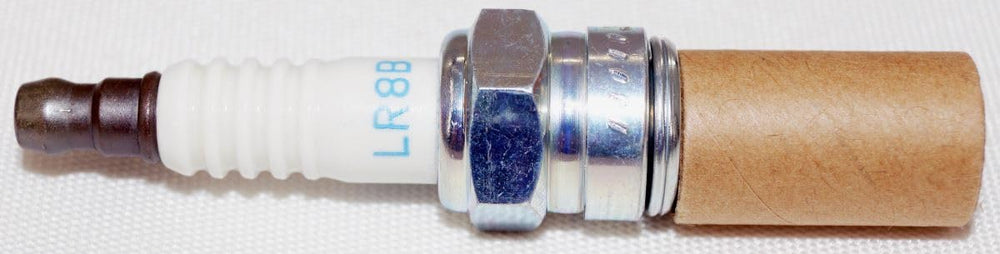 NGK LR8B threaded shell showing plating to prevent seizure and ease removal