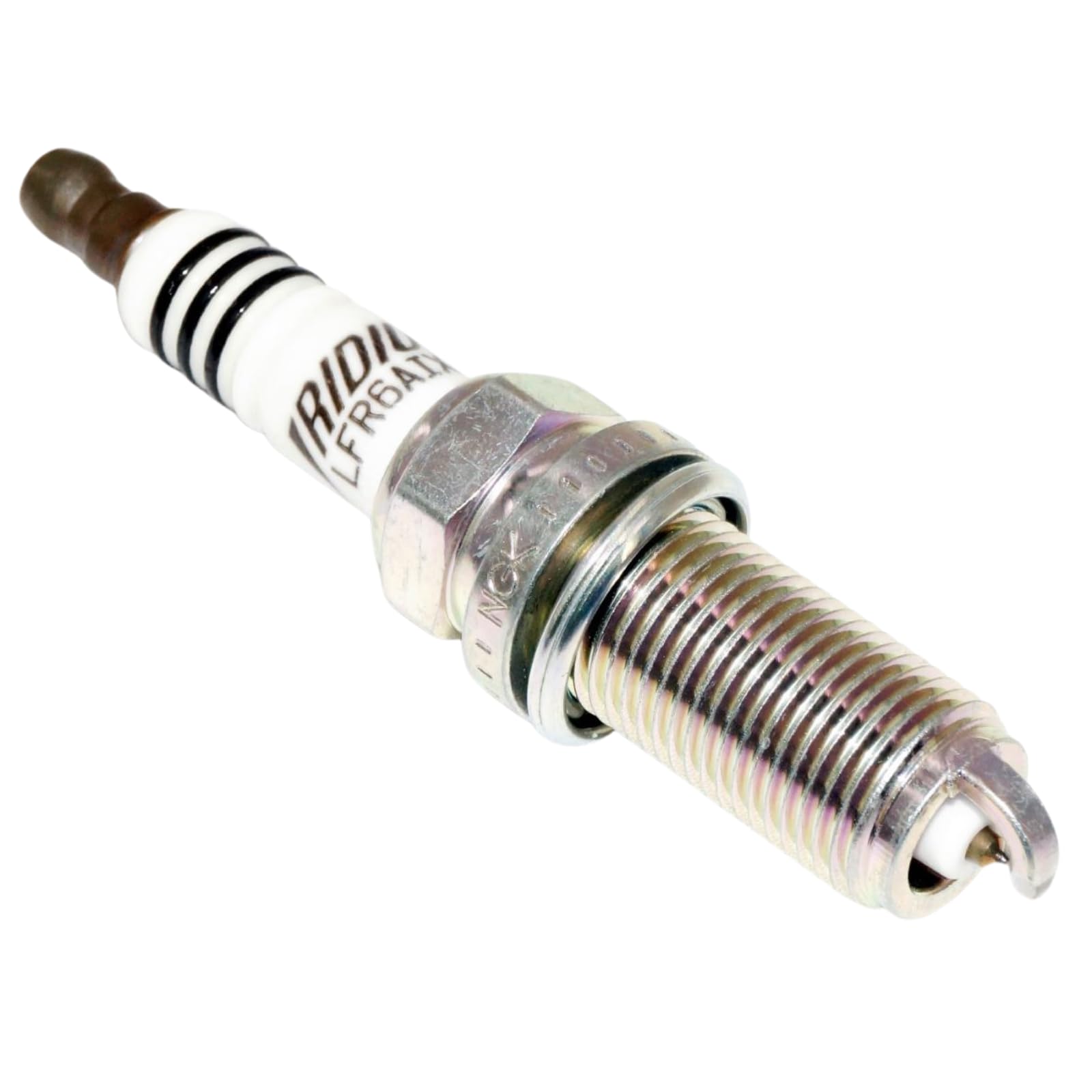 NGK spark plug label and markings close-up showing part number for accurate vehicle matching
