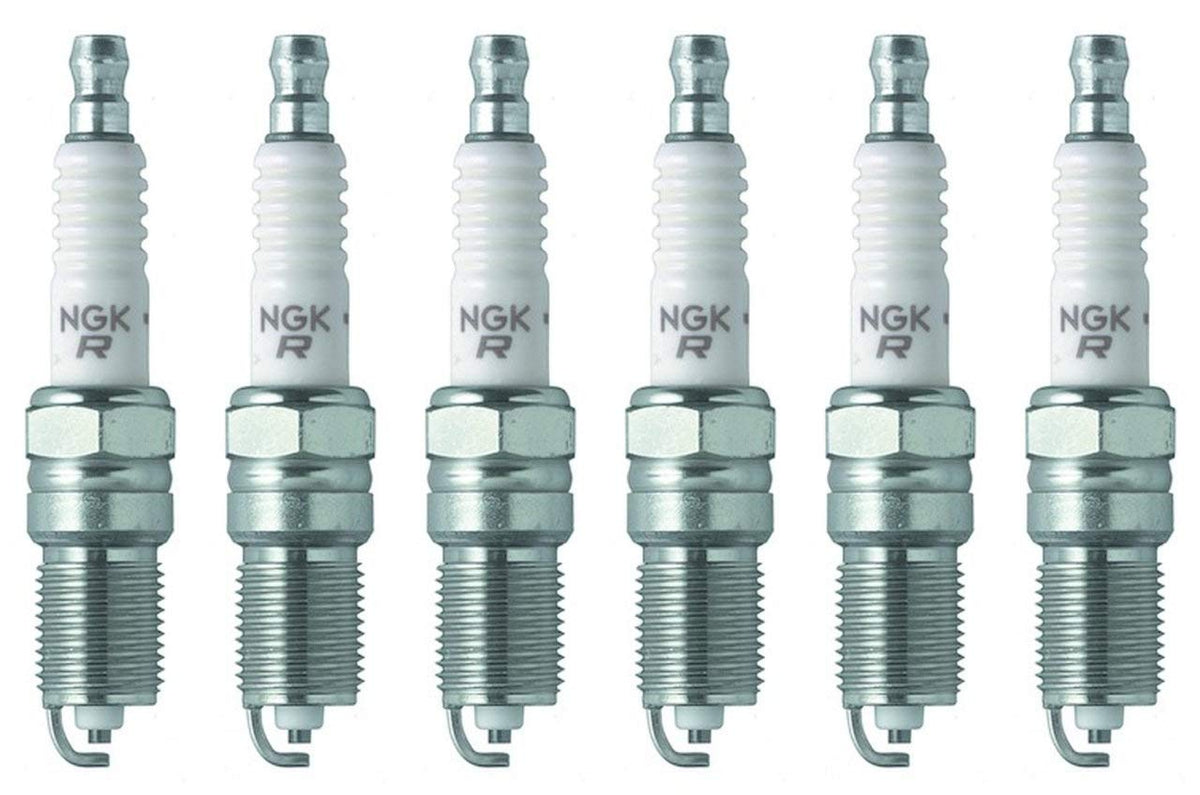 NGK TR55 front packaging showing six spark plugs and benefit of OE-quality reliability