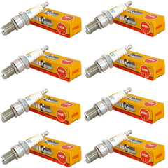 NGK V-Power UR5 front packaging showing eight new plugs and clear OEM labeling for correct part selection