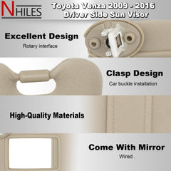 NHILES driver side sun visor close fabric texture showcasing durable grain and wear resistance