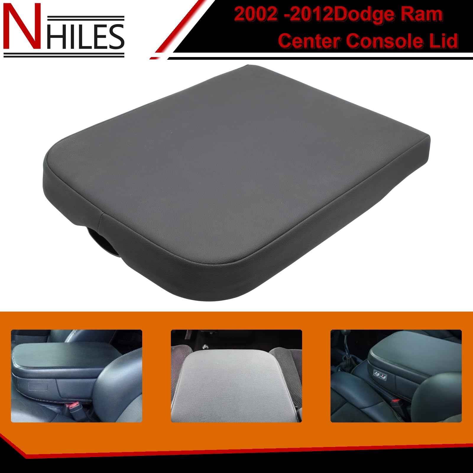NHILES lid installed in Dodge Ram console demonstrating exact fitment