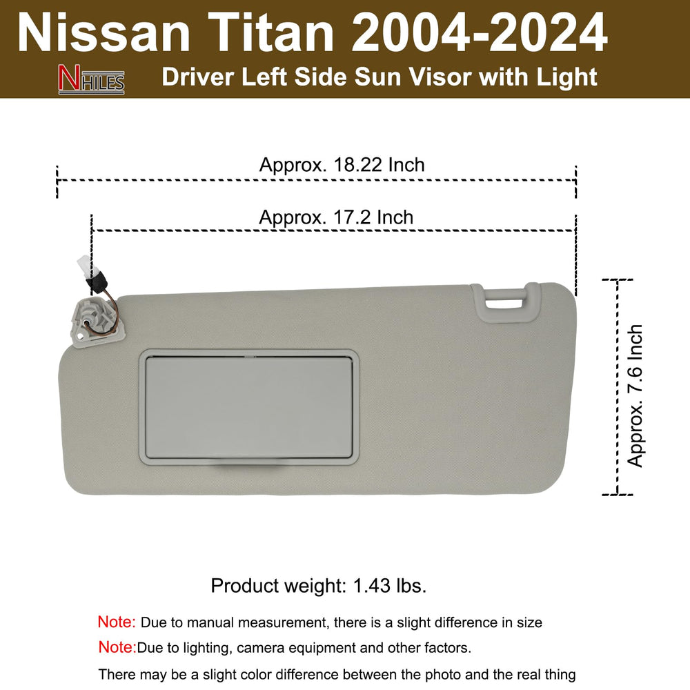 NHILES sun visor installed in vehicle showing correct scale and function