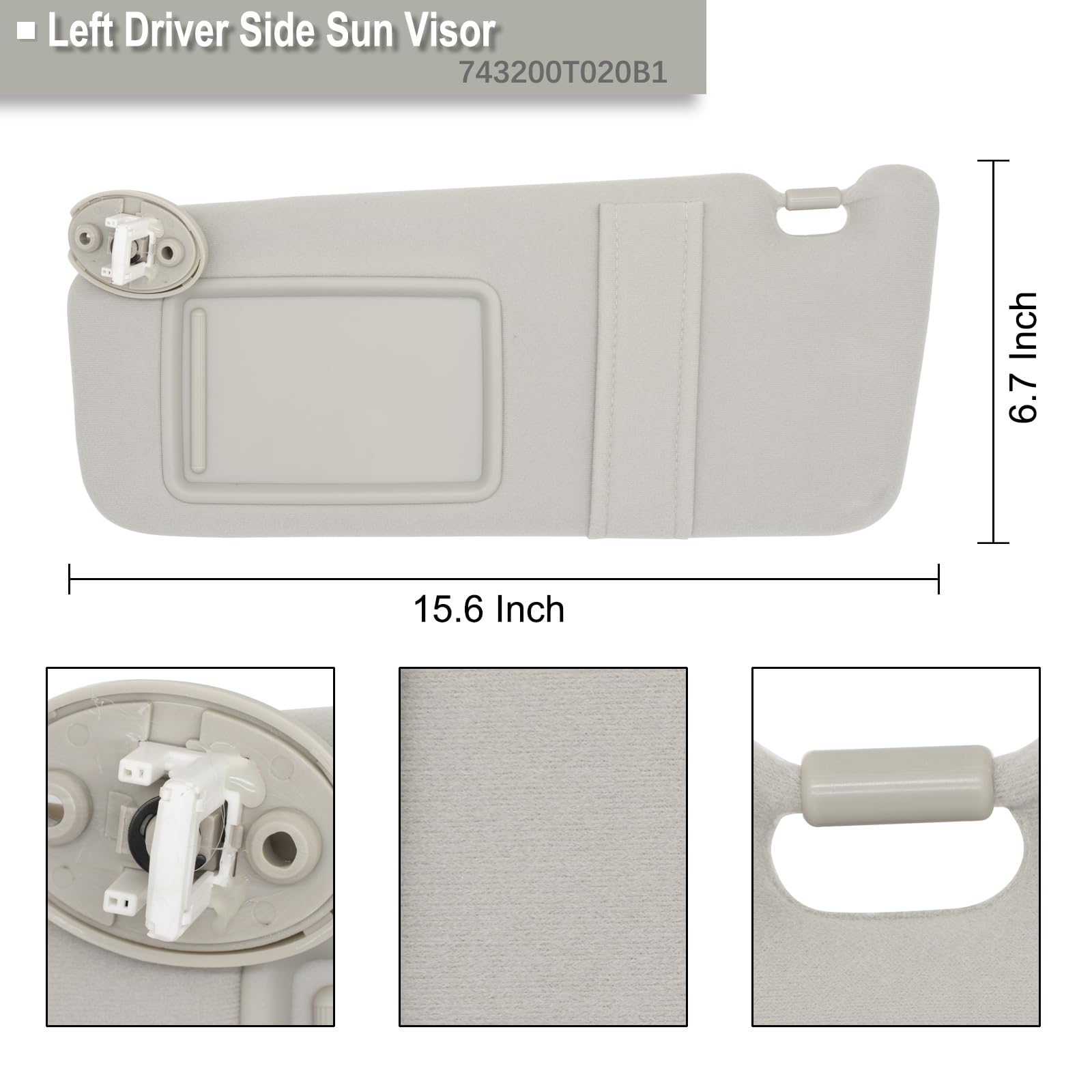NHILES visor mirror and clasp detail showing functional mirror accessibility