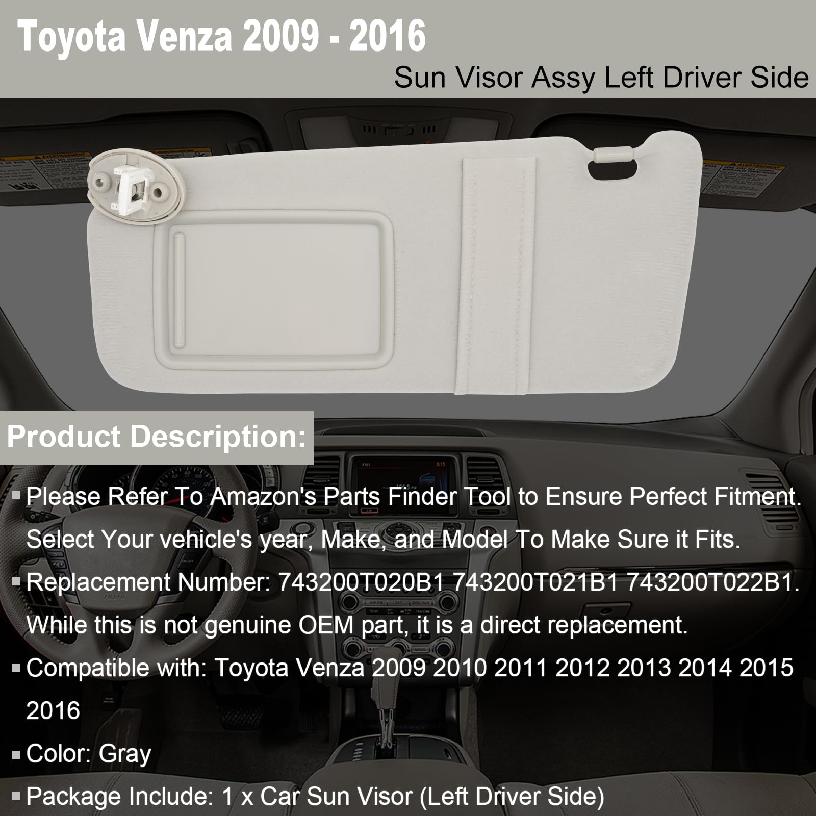 NHILES visor mounted in Toyota Venza demonstrating proper alignment and coverage