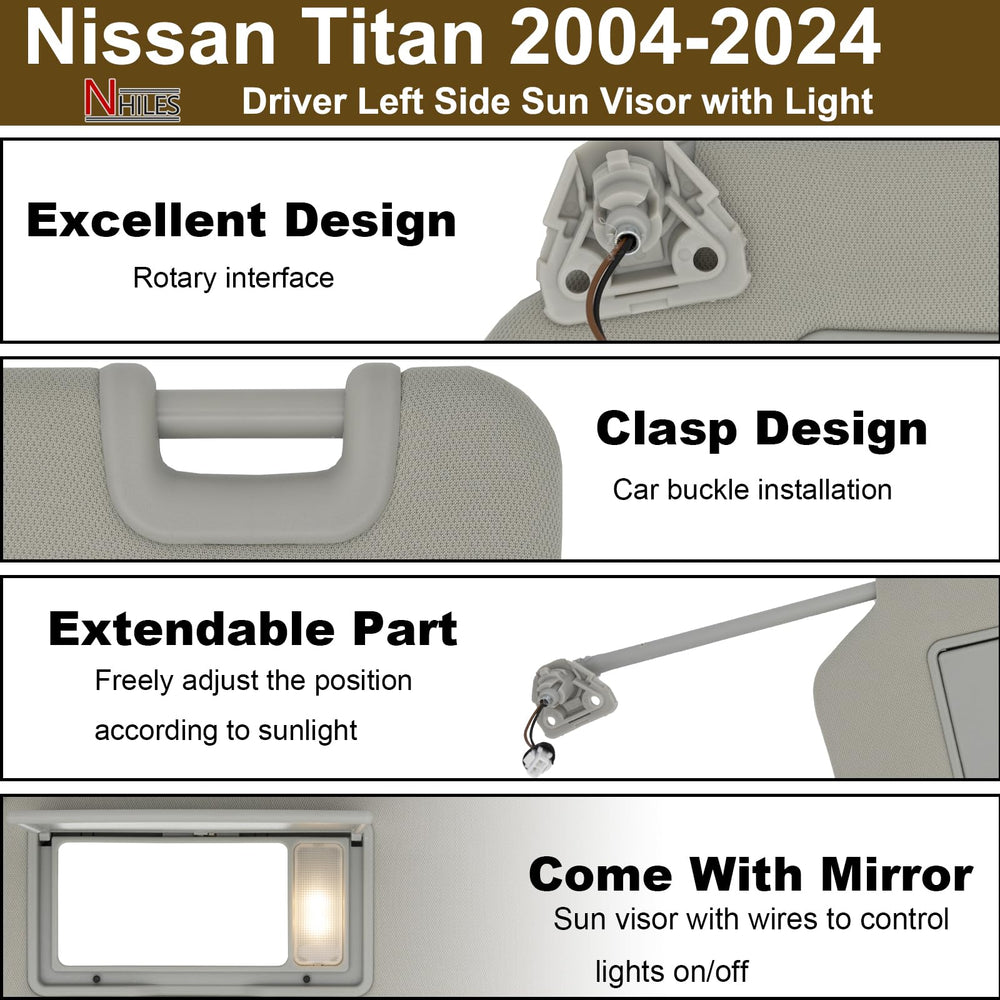 NHILES visor mounting bracket detail demonstrating secure, factory-style attachment