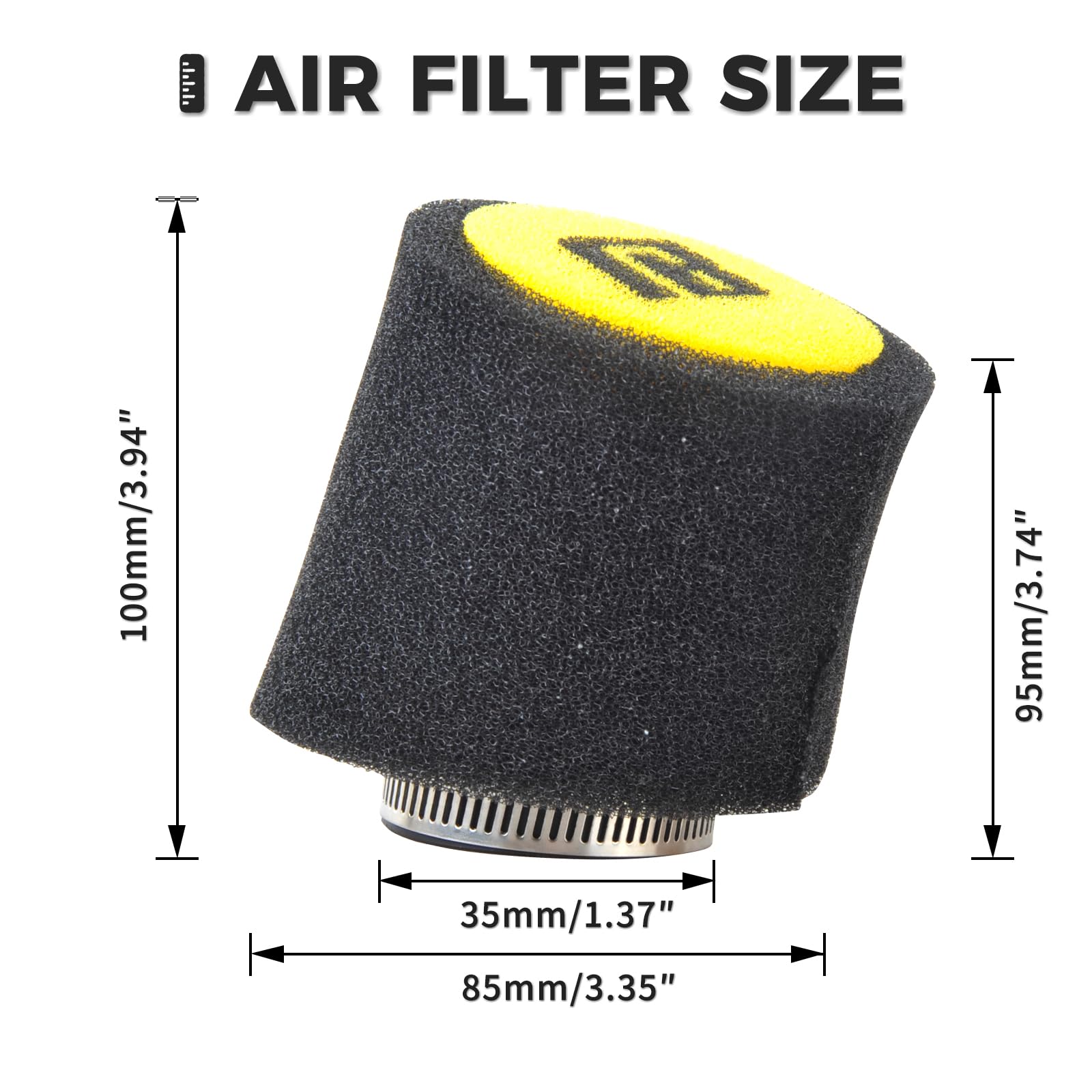 Nibbi 35mm foam air filter close-up highlighting washable double-layer protection