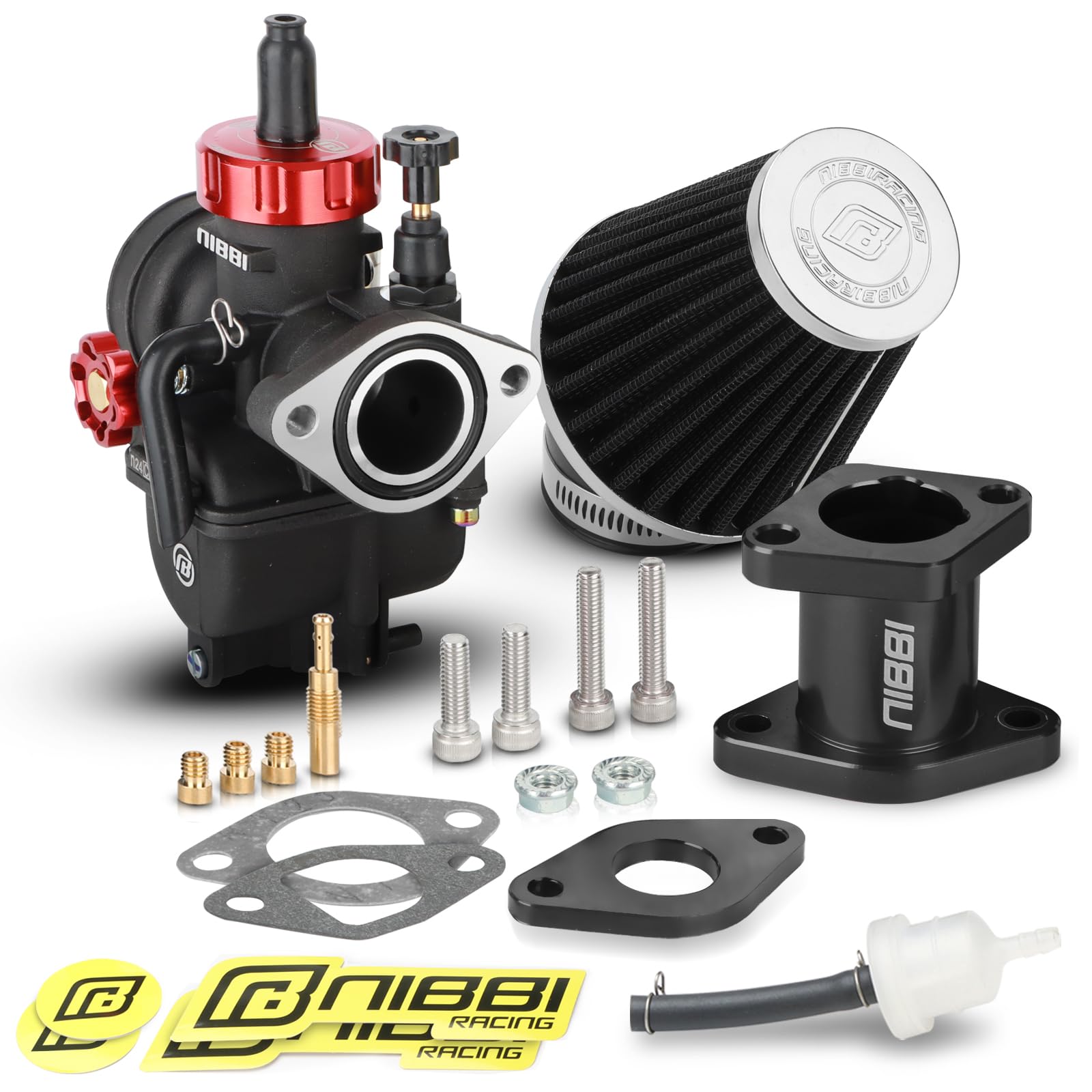 nibbi carburetor front view showing throttle and choke for improved throttle control