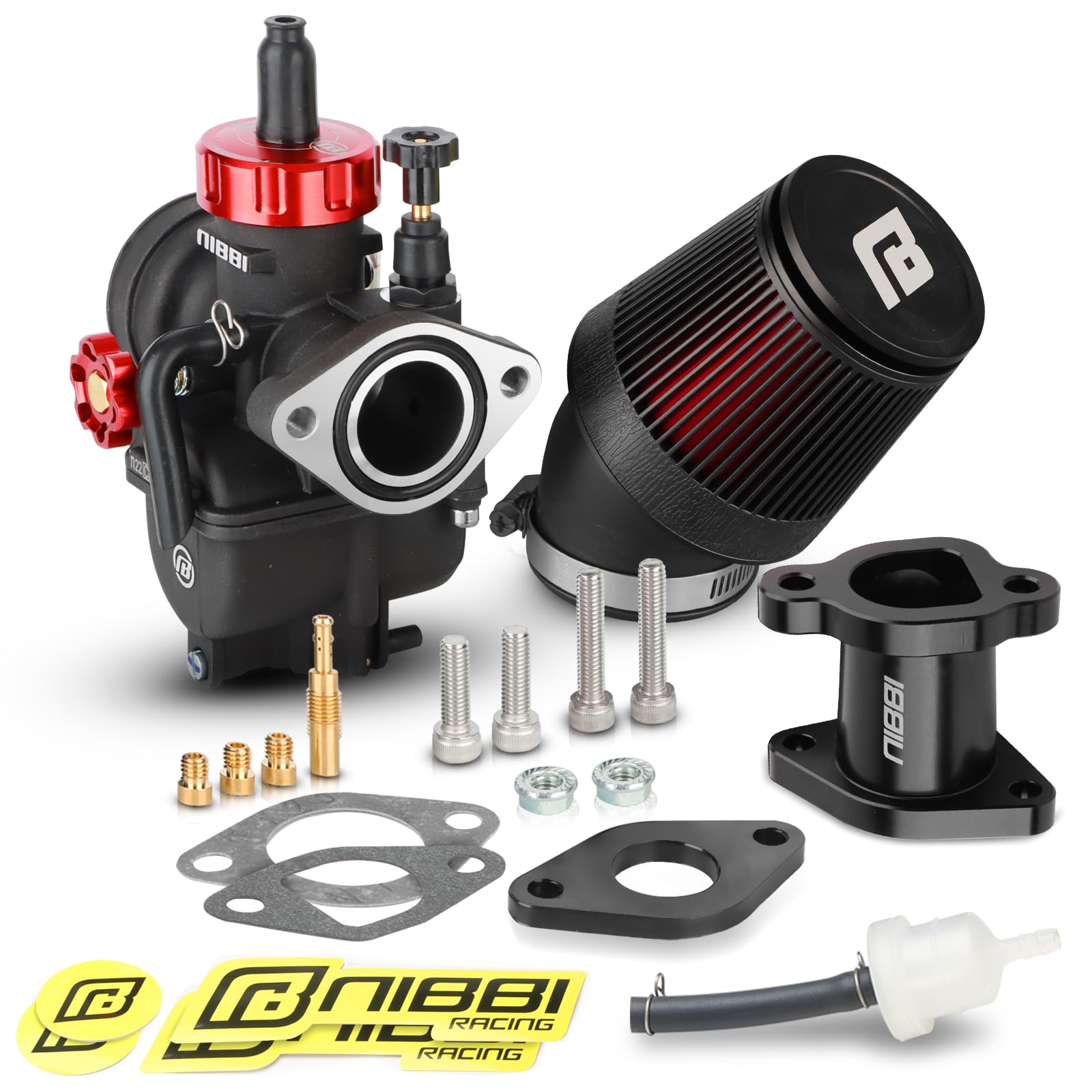 nibbi carburetor front view showing PE22FL throttle for improved throttle response