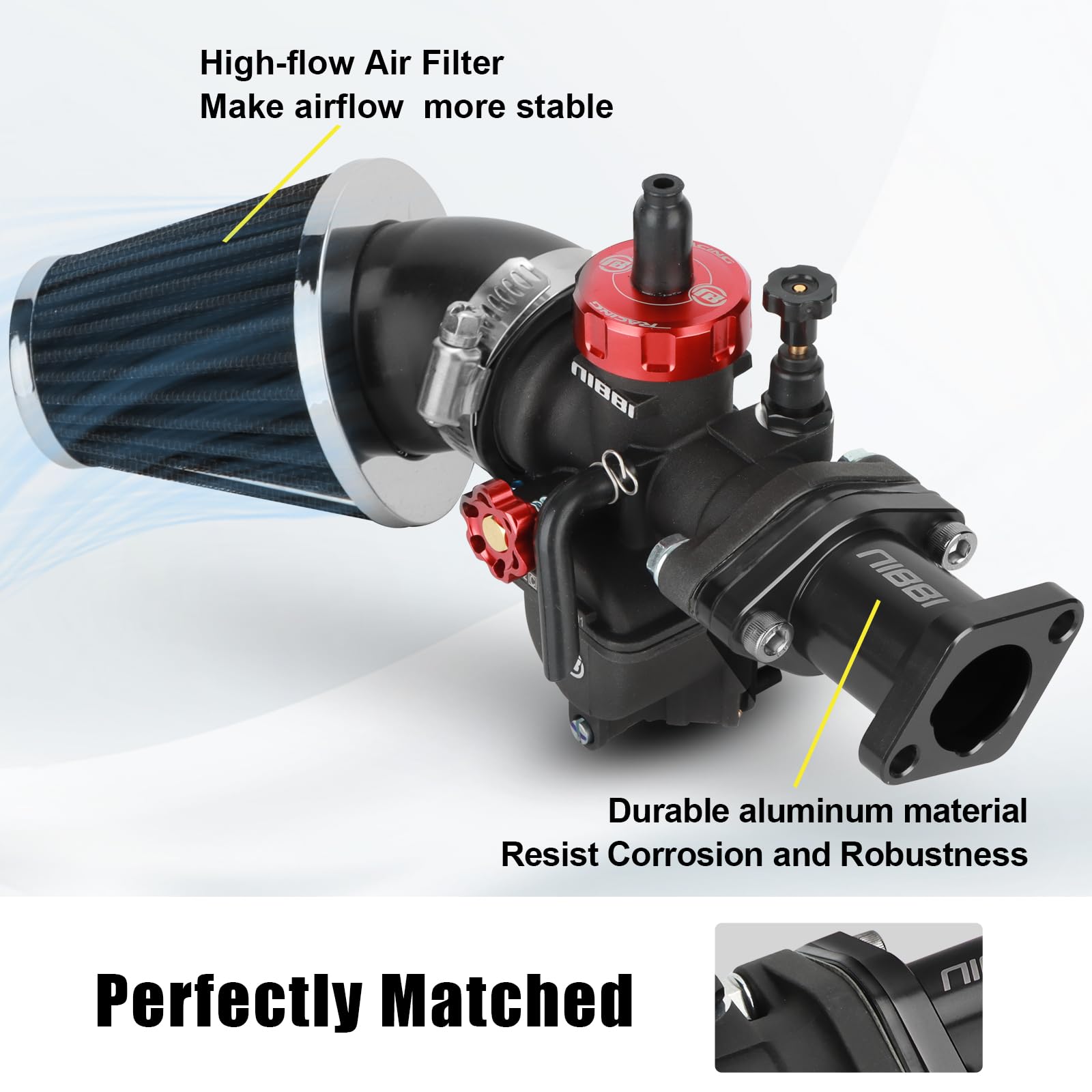 nibbi carburetor mounted on small engine demonstrating direct-fit compatibility