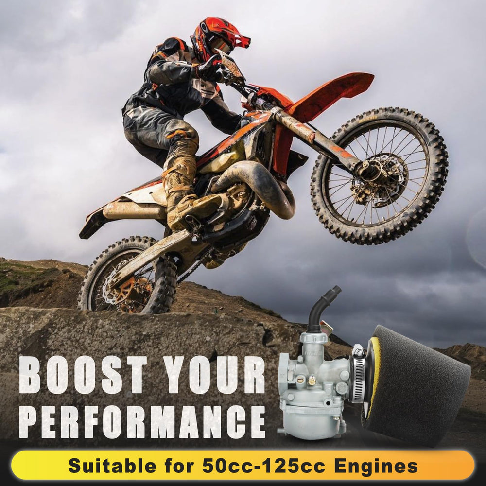 Nibbi carburetor and filter on off-road bike illustrating improved engine protection