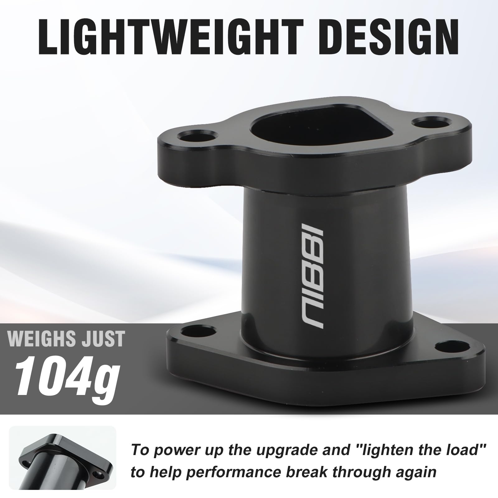 nibbi manifold next to ruler showing compact size and easy fit on small engines