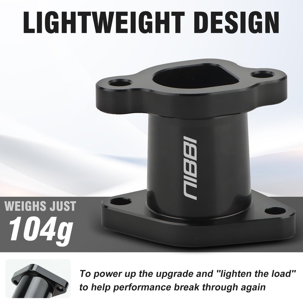 nibbi manifold next to ruler showing compact size and easy fit on small engines
