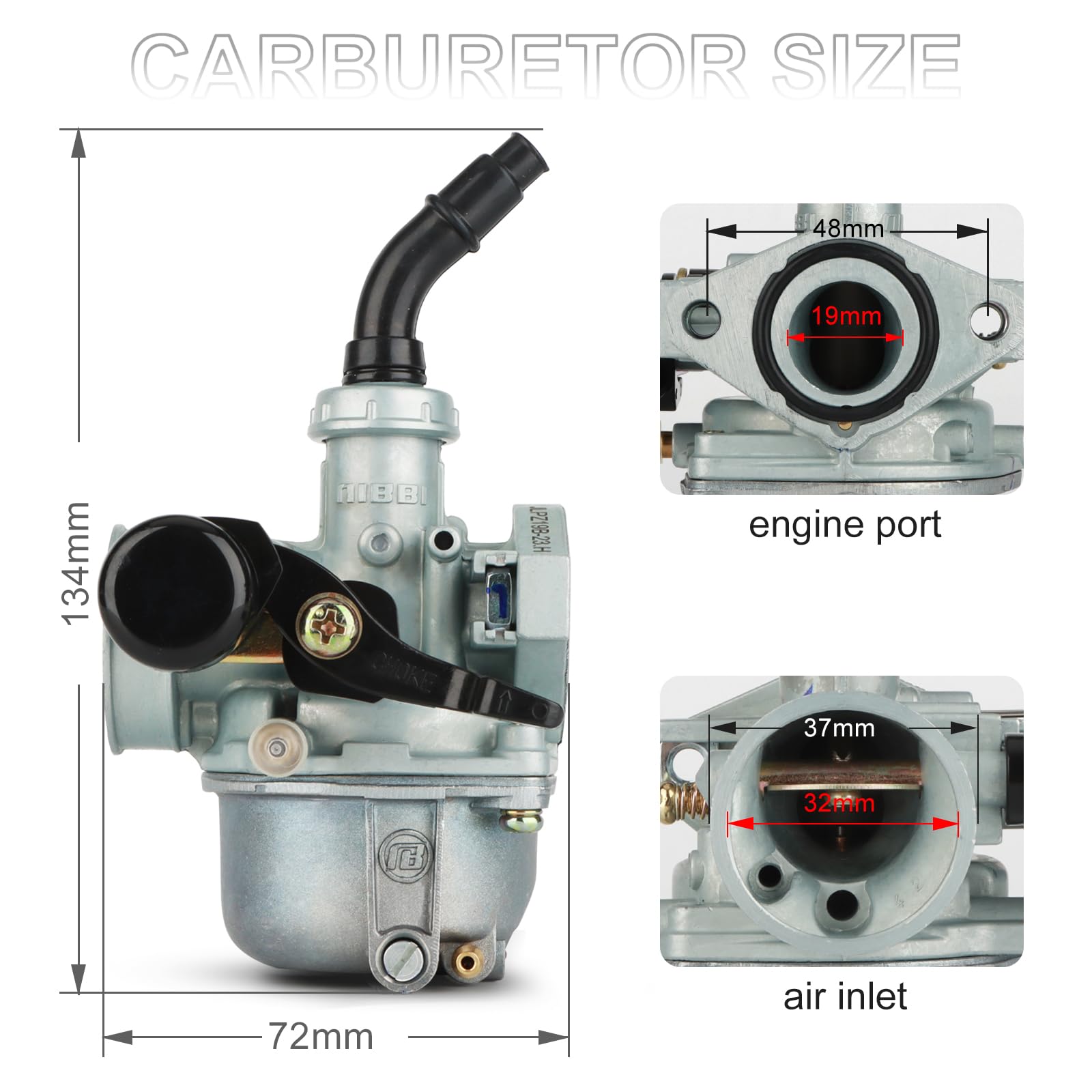 nibbi carburetor side profile highlighting durable construction benefit