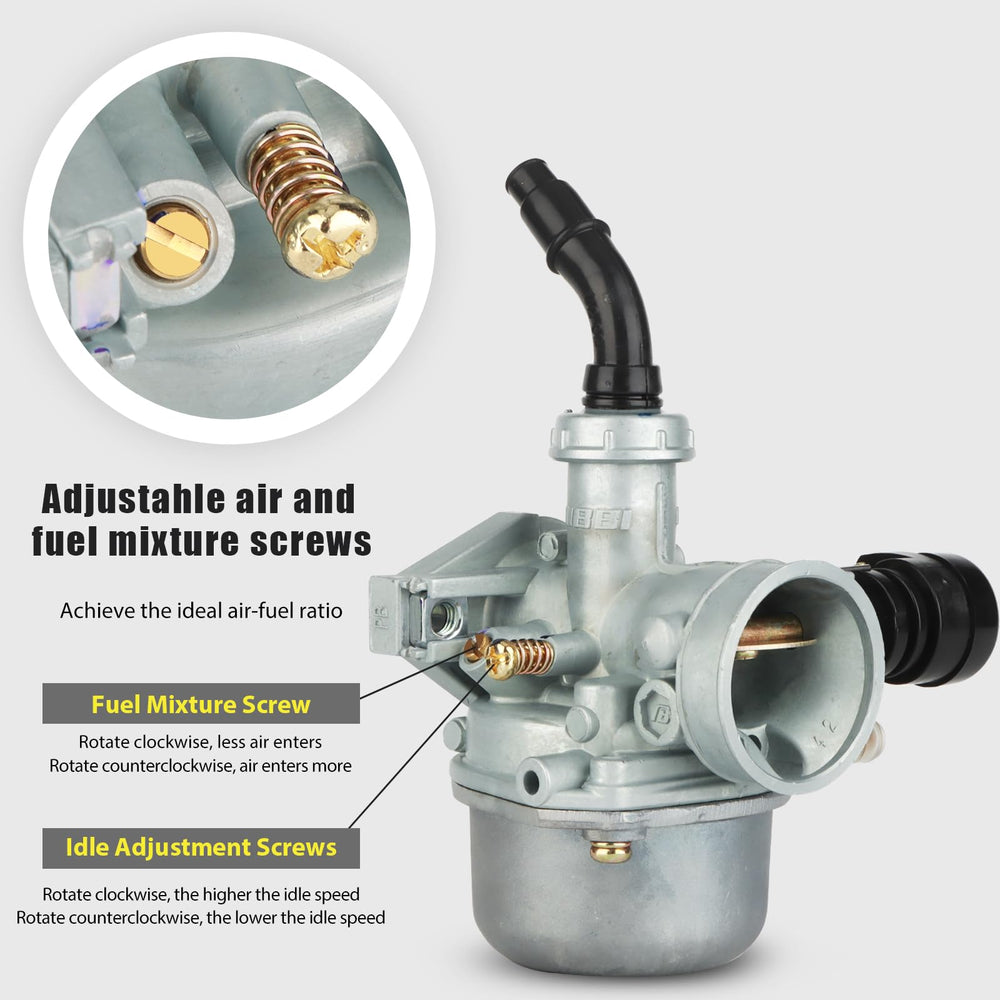 nibbi carburetor mounted on 50cc pit bike demonstrating compatibility benefit