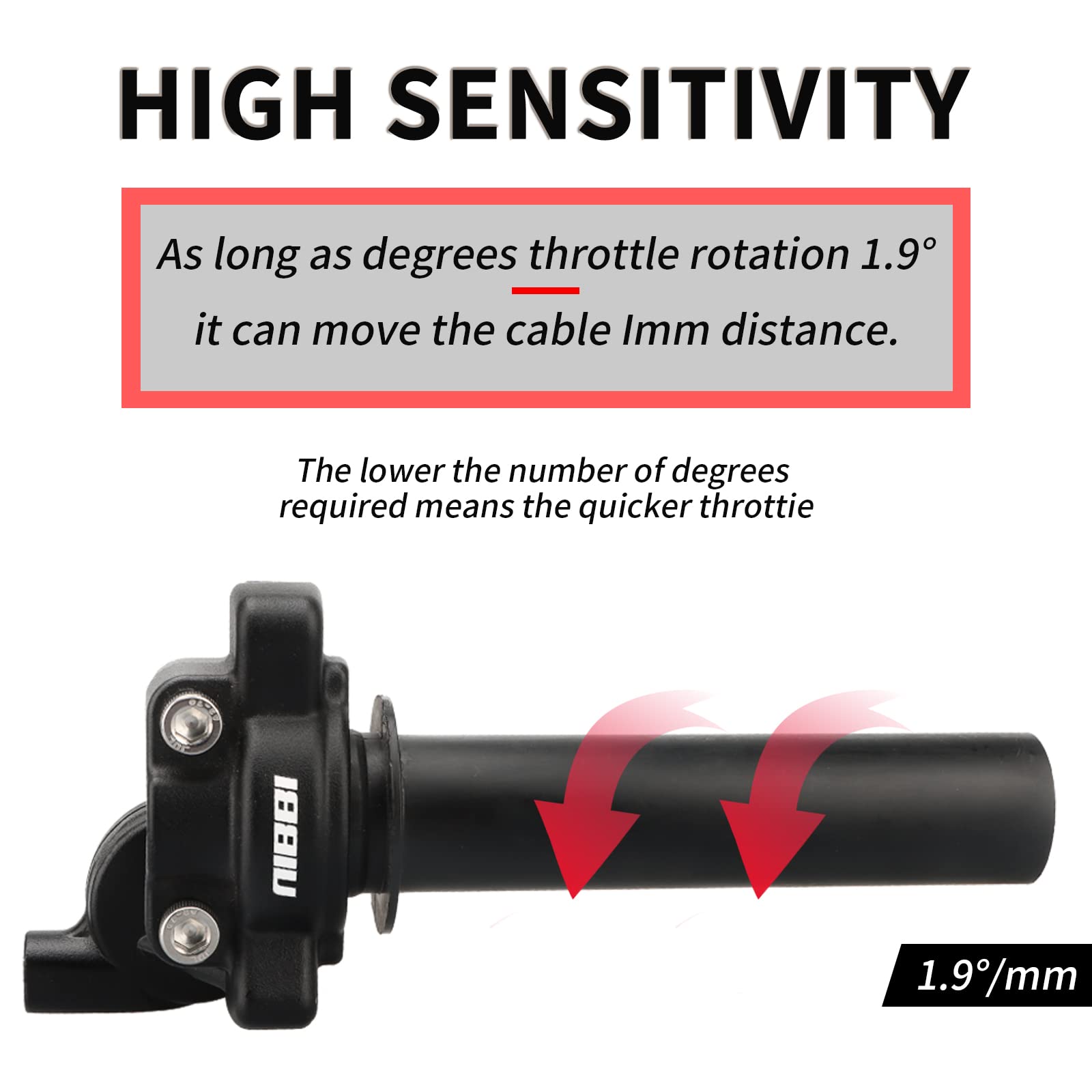 nibbi throttle components next to ruler showing measurements for correct fit
