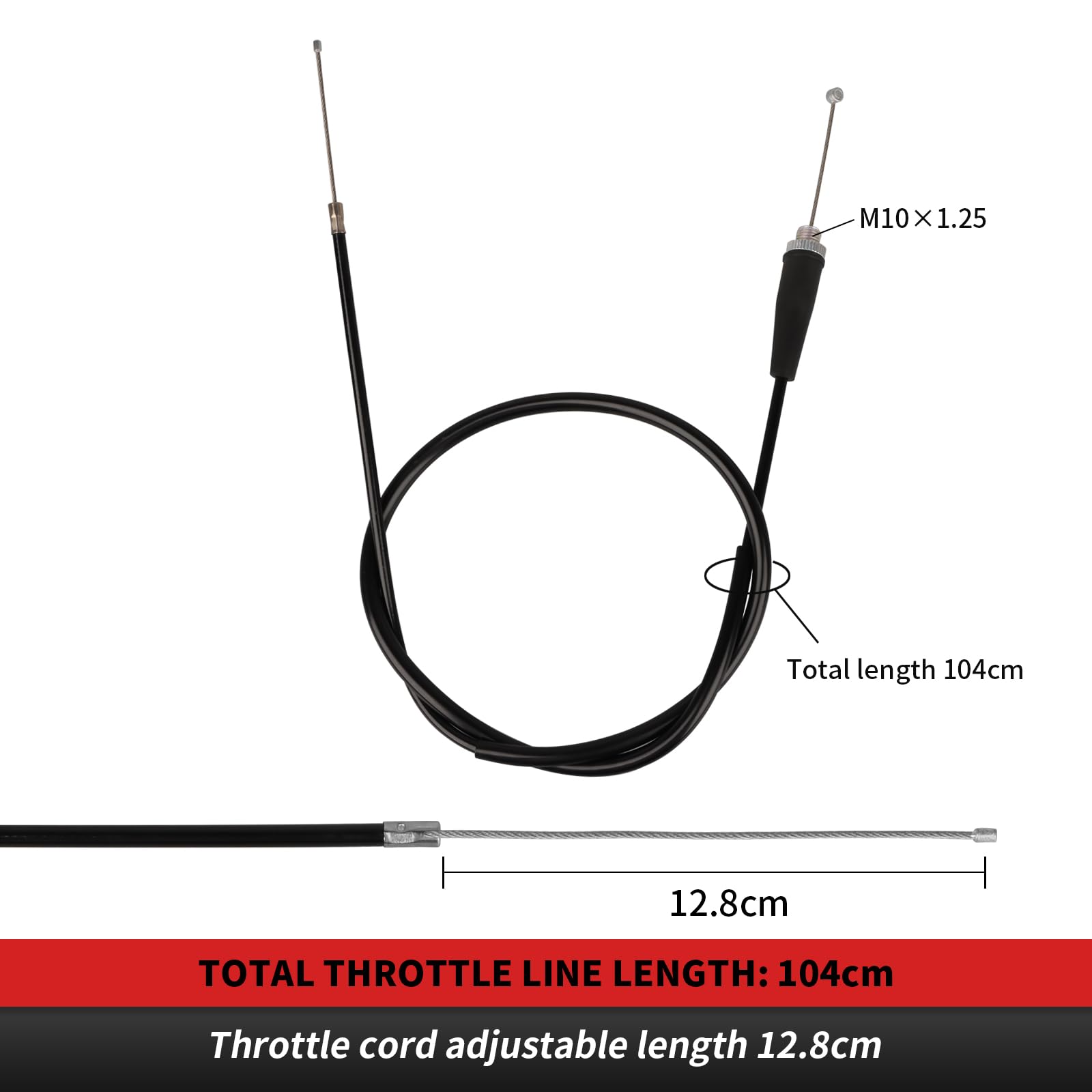 nibbi full 41-inch throttle cable laid out for easy routing and durability