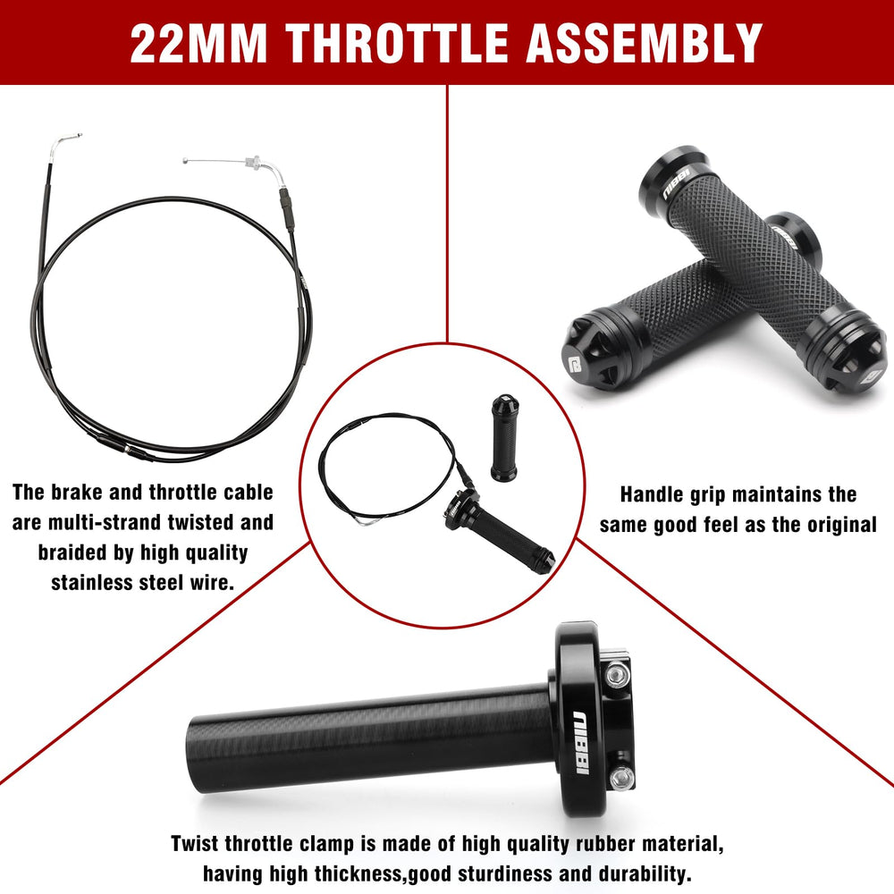nibbi grip side profile with scale indicating 22mm diameter fit for standard handlebars