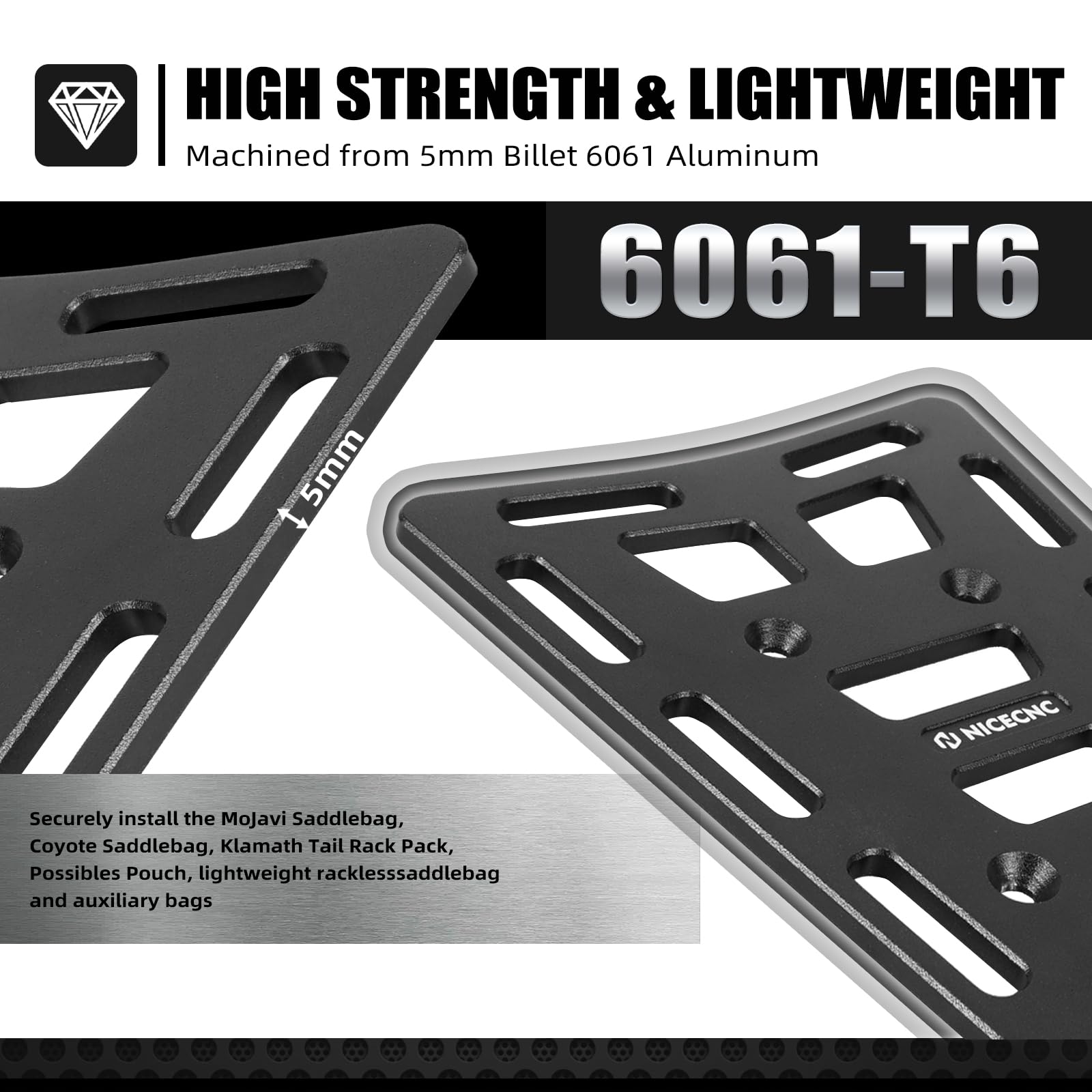 NICECNC included aluminum washer and hardware for tidy strap routing