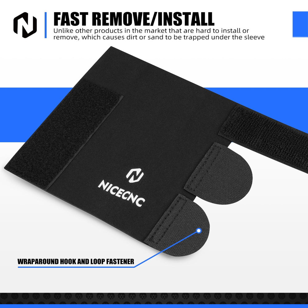 NICECNC elastic upper band detail providing stable, no-shift fork sleeve fit