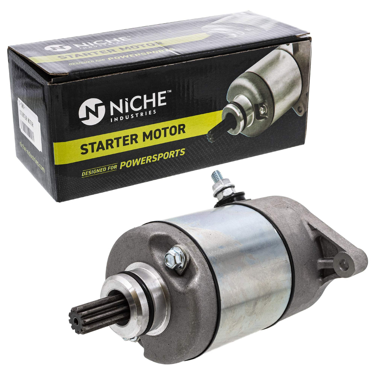 NICHE starter front view showing mounting points and reliable fit