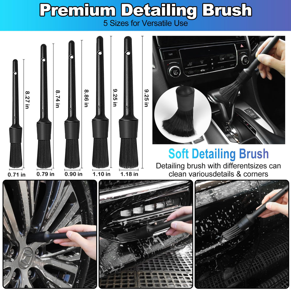 NIKCOSMK detailing brushes array for gentle and heavy-duty scrubbing