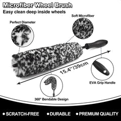 NIKCOSMK soft bristle close-up removing brake dust without scratching wheel