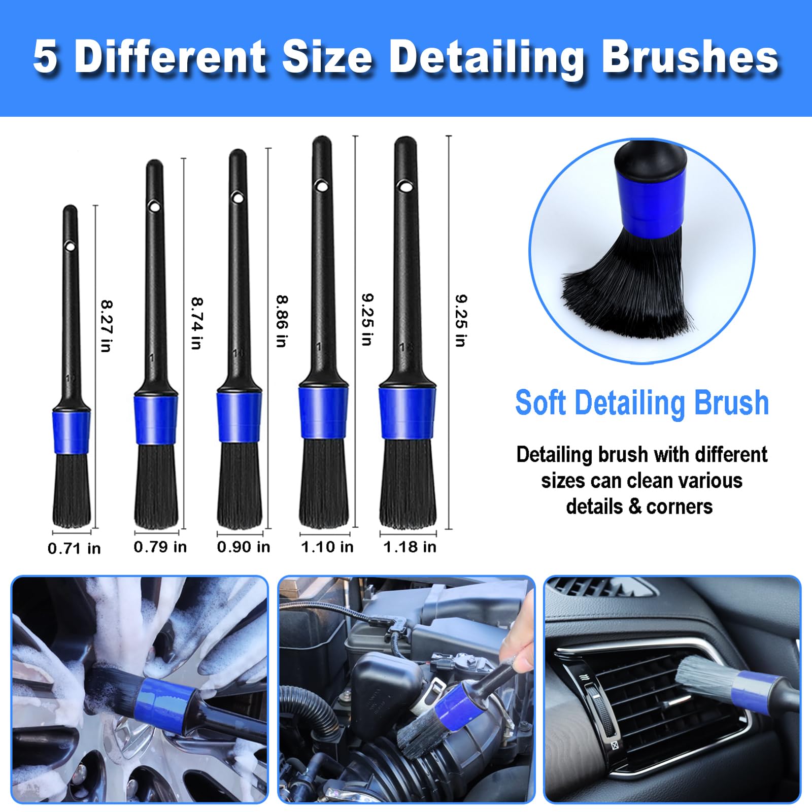 NIKCOSMK tire brush close detail with firmer bristles for effective sidewall grime removal