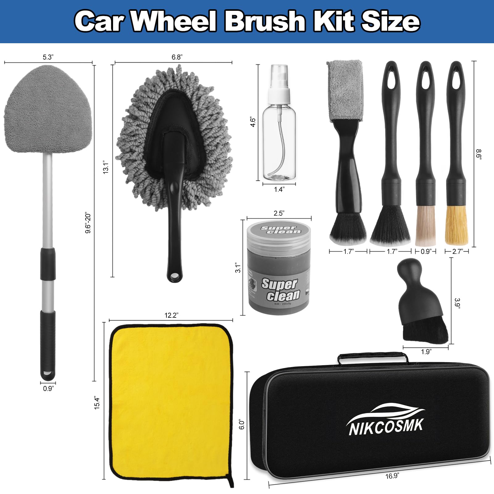 NIKCOSMK extendable windshield cleaner tool demonstrating reach and angle