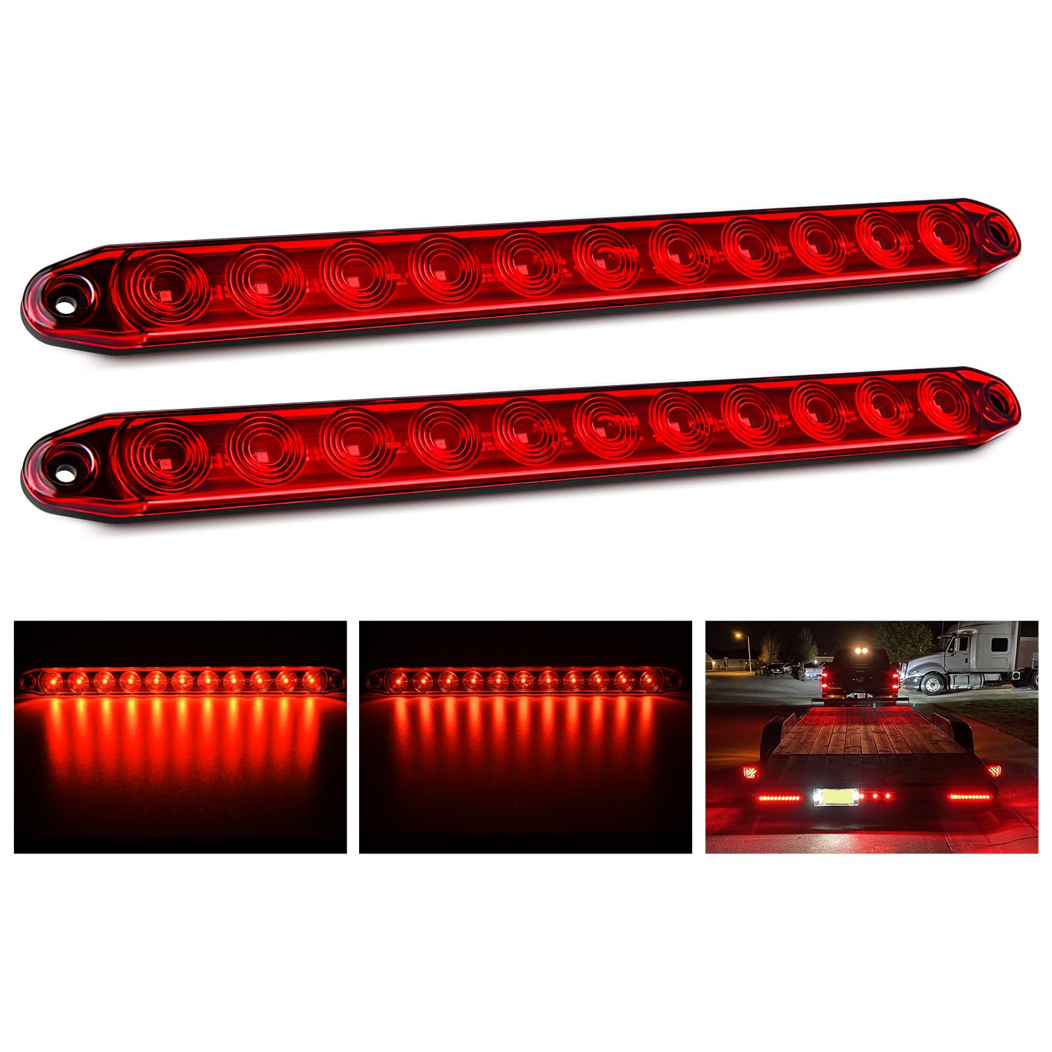 Nilight 16-inch red front view showing slim bar and even illumination benefit