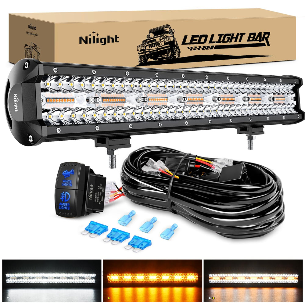 Nilight front view showing full 20-inch light bar and balanced beam benefit