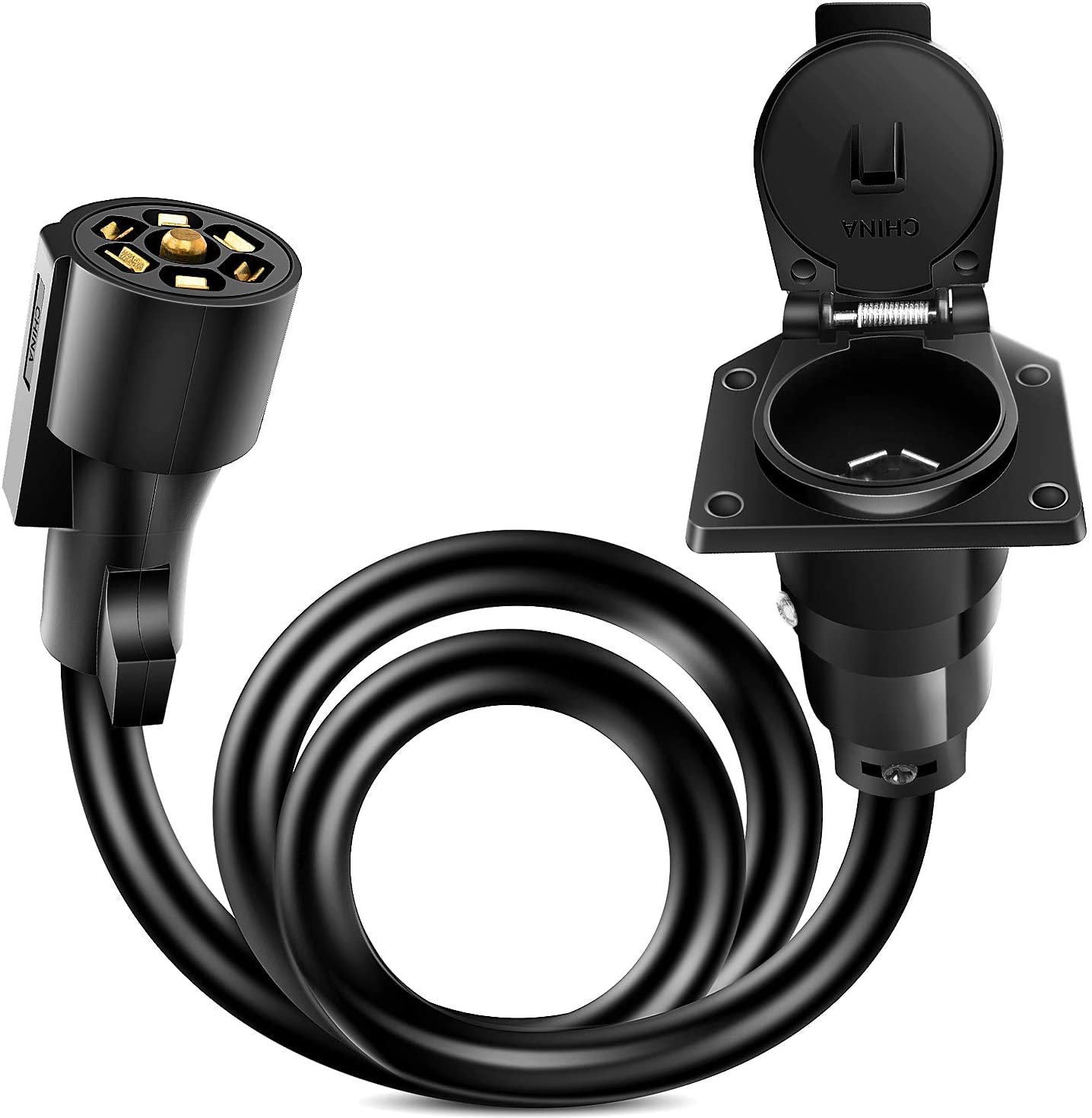 Nilight front view of 7-way socket showing compact plug, reliable connection