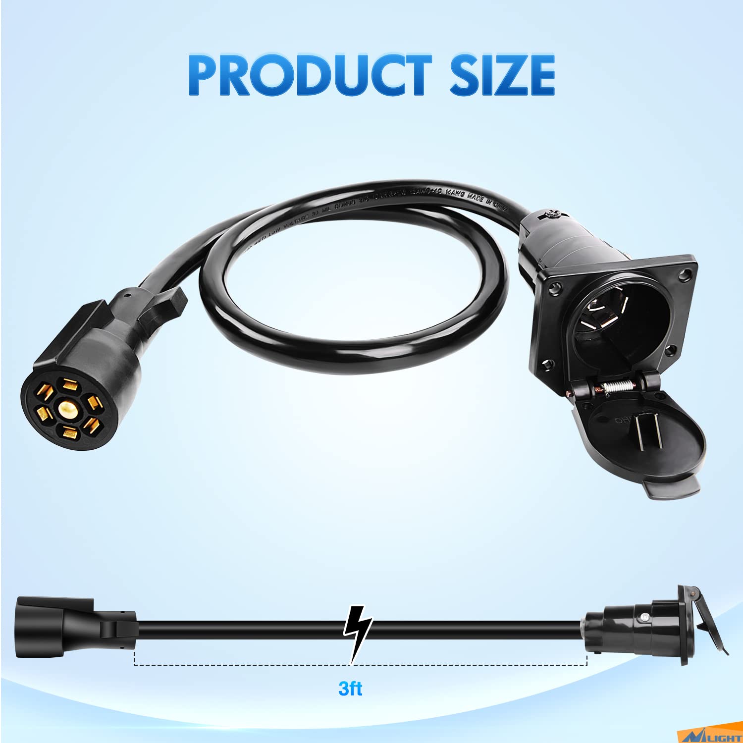 Nilight plugged into vehicle 7-way socket, easy plug-and-play convenience