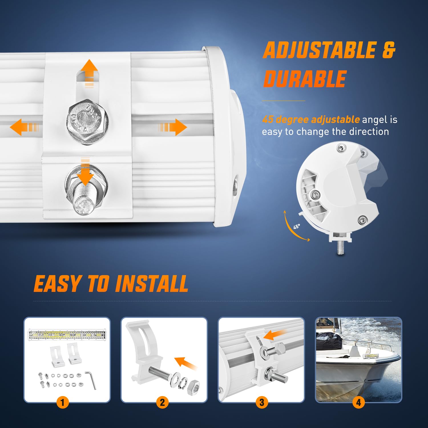 Nilight illuminating boat deck at night for safe mooring and fishing tasks