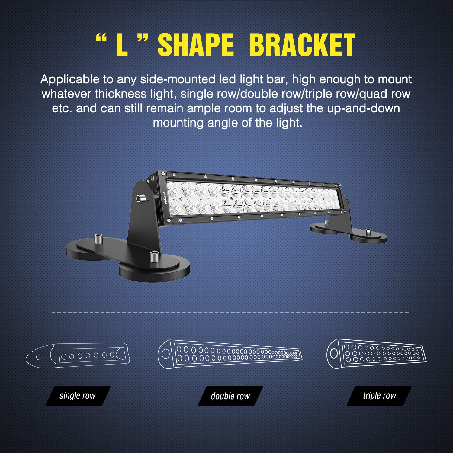 Nilight bracket side profile highlighting stainless-steel strength and angle options