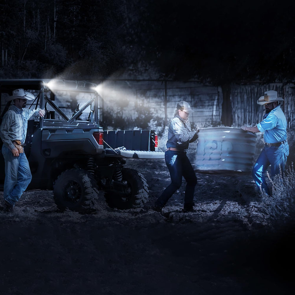 Nilight brackets on Ranger in trail setting showing rugged, all-weather benefits