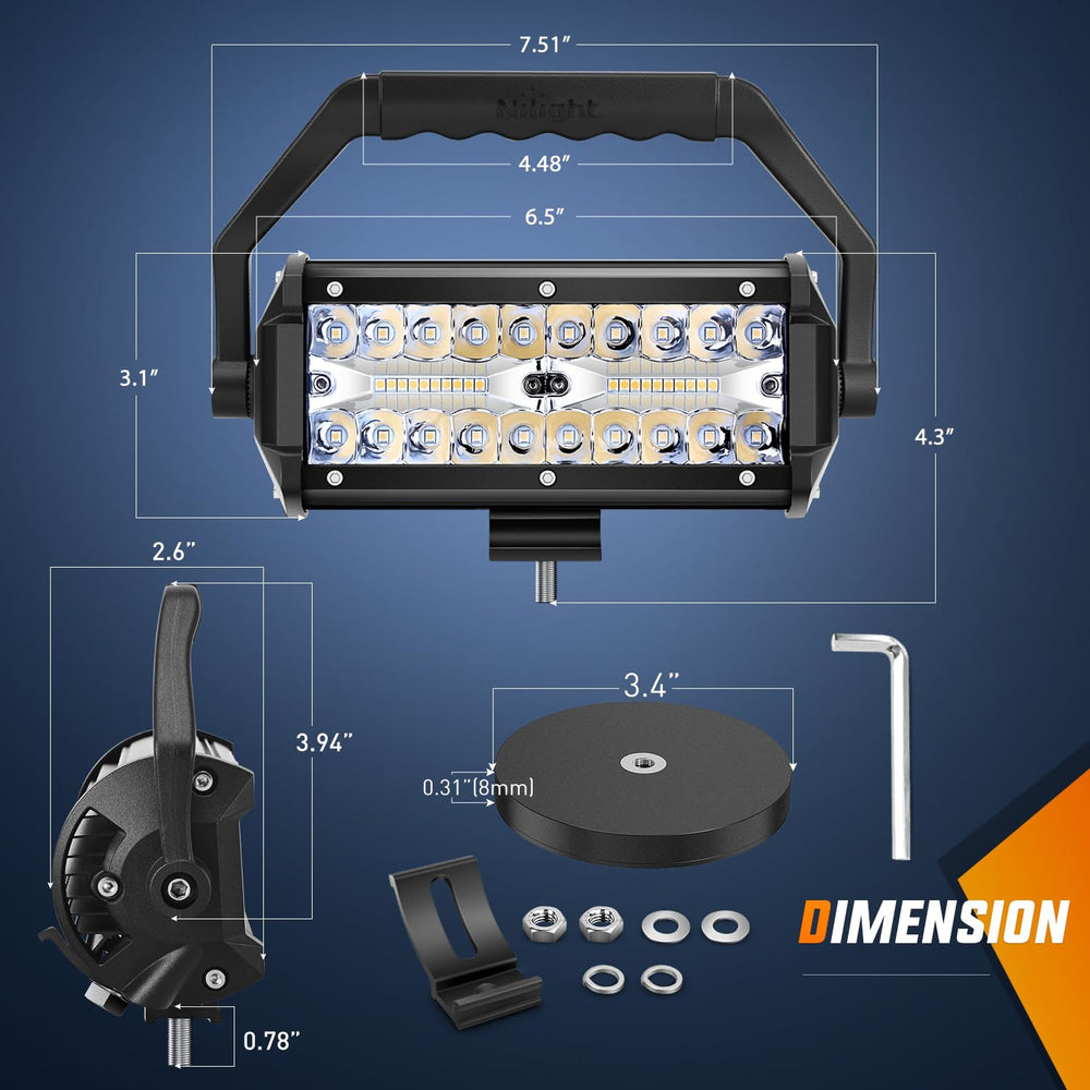 Nilight close-up of triple-row LED array highlighting beam pattern clarity
