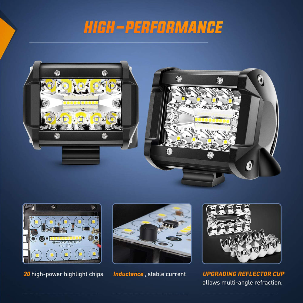 Nilight close-up of triple-row LED chips and PC lens for strong, precise light
