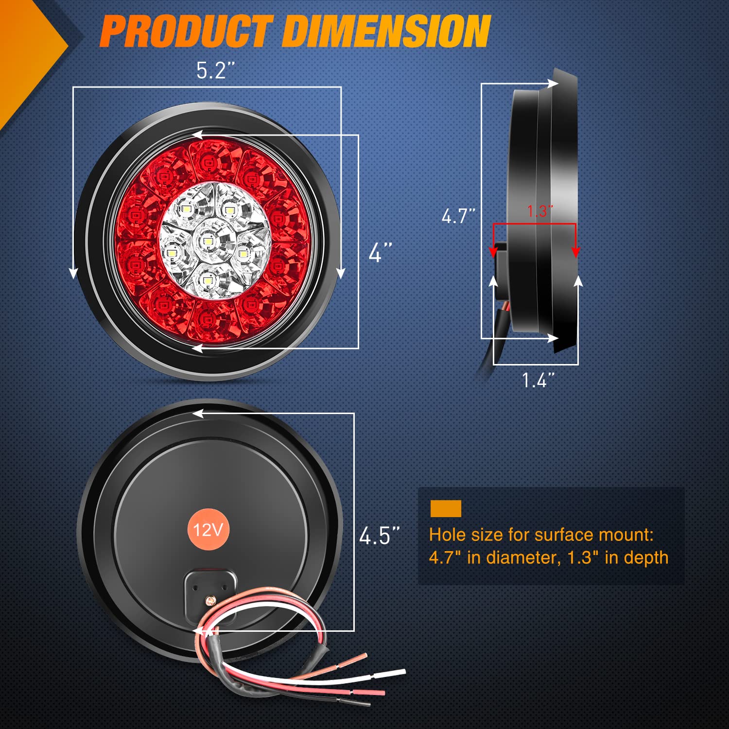 Nilight close-up of LED ring and polycarbonate lens for improved visibility