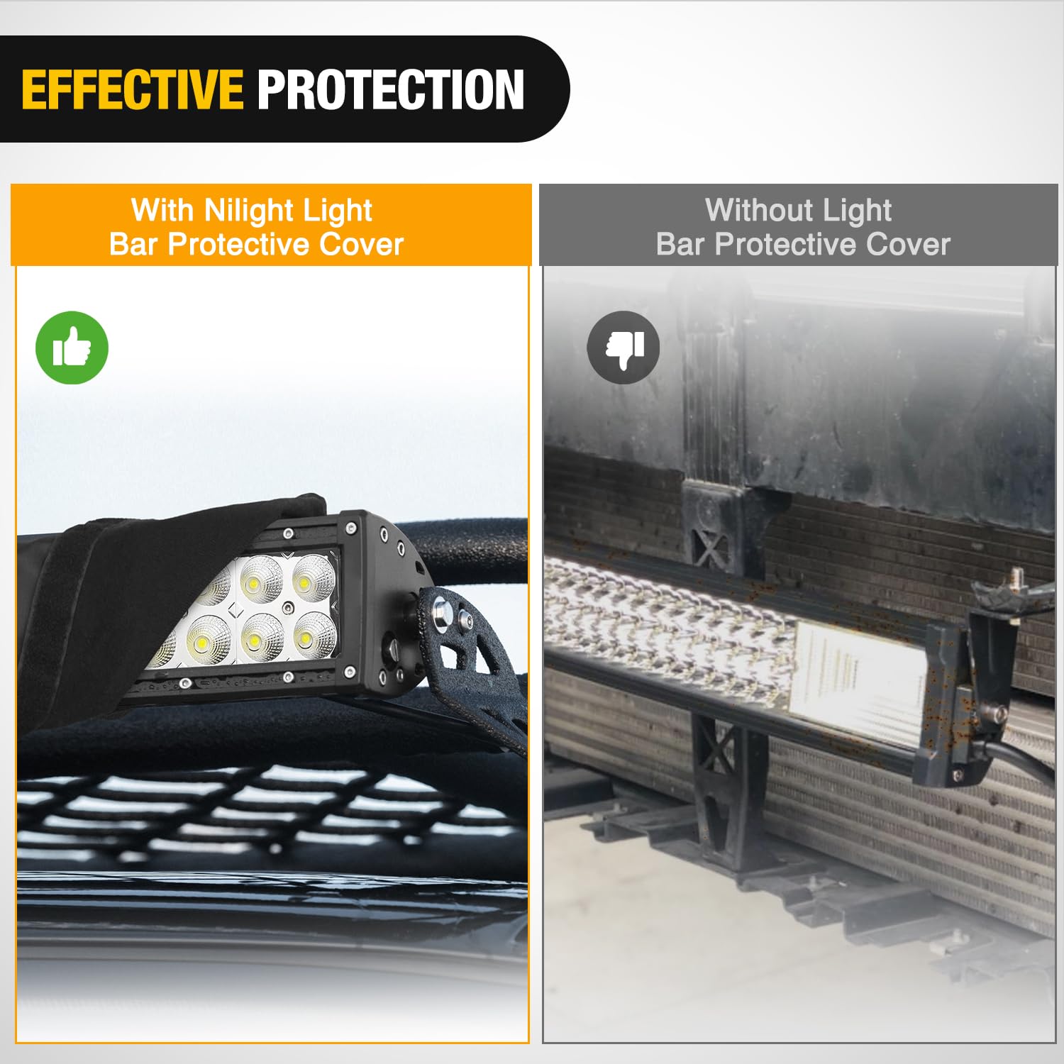 Nilight covered light bar mounted on truck maintaining clean profile