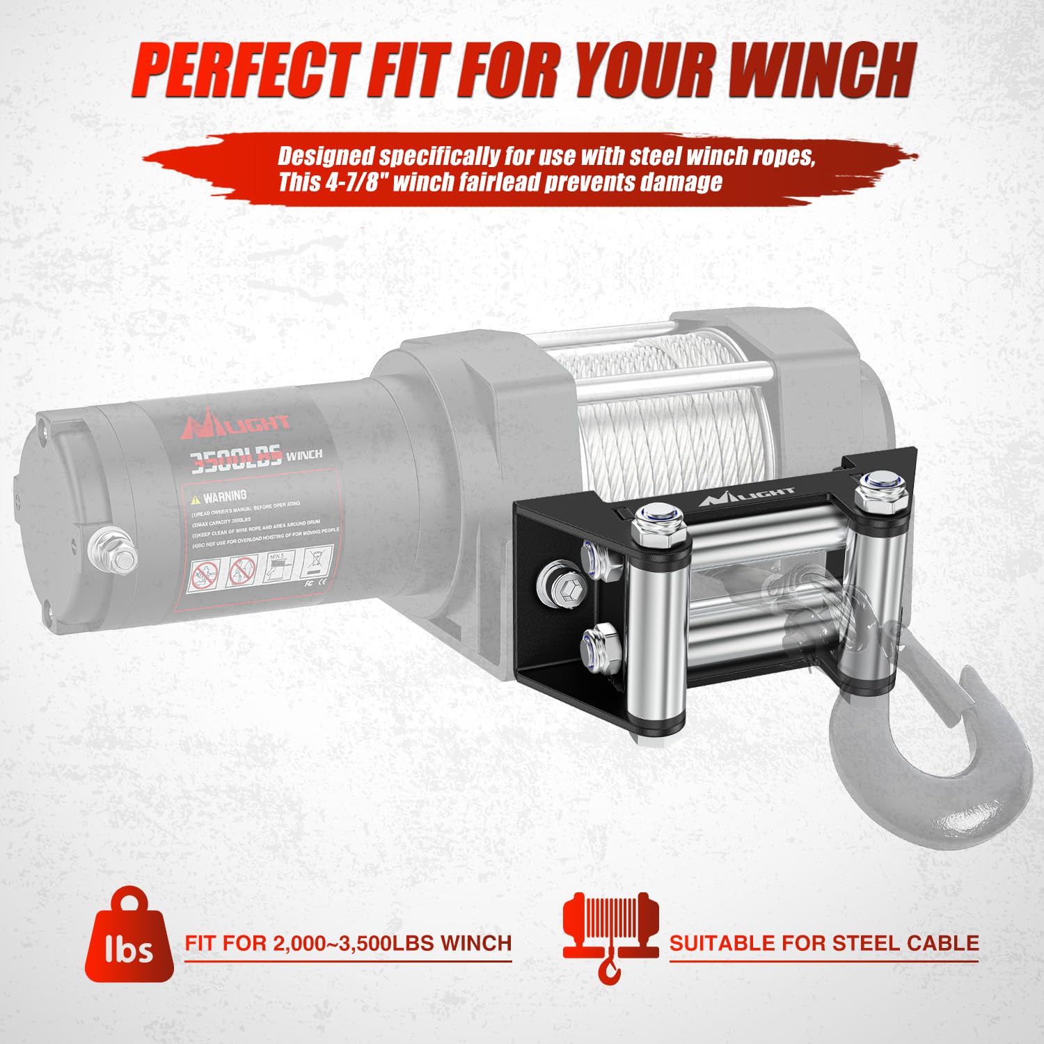 Nilight dimensional view showing 4-7/8 inch bolt pattern and fit confirmation benefit