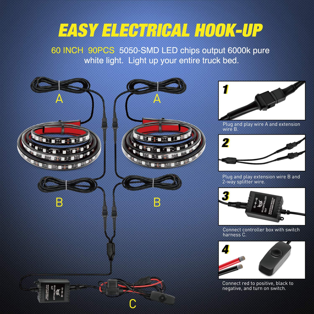 Nilight extension cable and hardware pack laid out for hassle-free installation