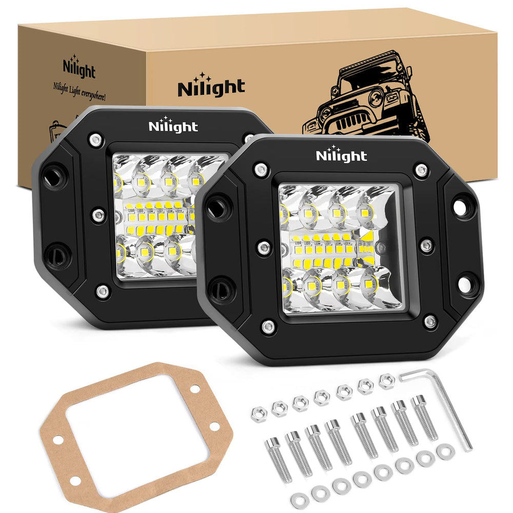 Nilight flush mount front view showing compact housing and lens for improved rear visibility