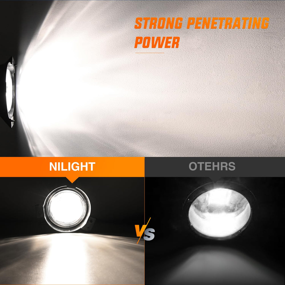 Nilight fog lights compared to worn lamp showing restored brightness benefit