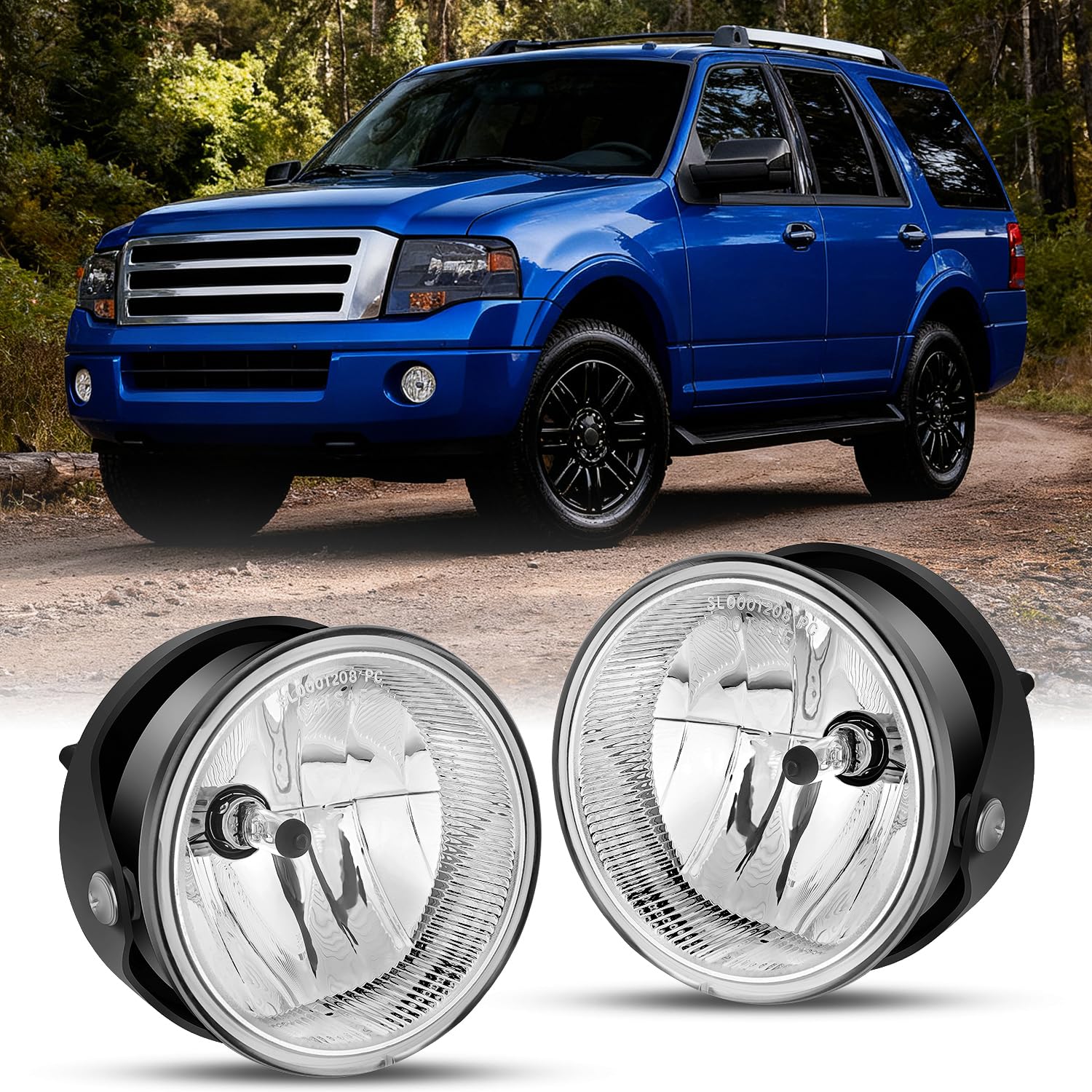Nilight front view of fog light pair showing fit and finish, improves visibility