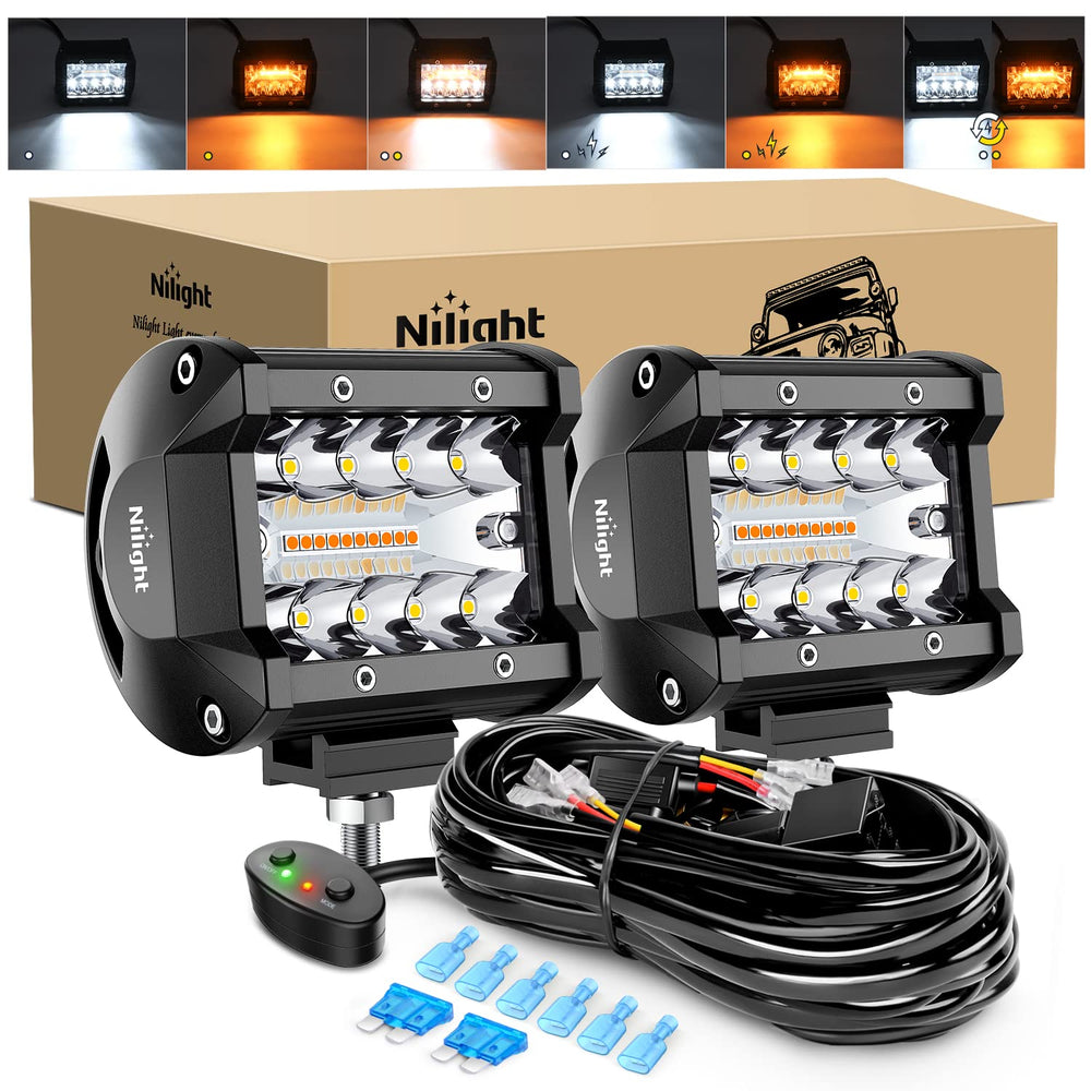 Nilight front face of 4-inch pod showing LEDs and rugged housing, improved visibility