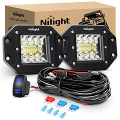 Nilight front view flush mount pods showing compact housing and bright lens for sleek install