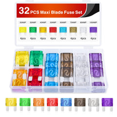 Nilight front packaging of 32pcs fuse kit showing contents for quick replacement